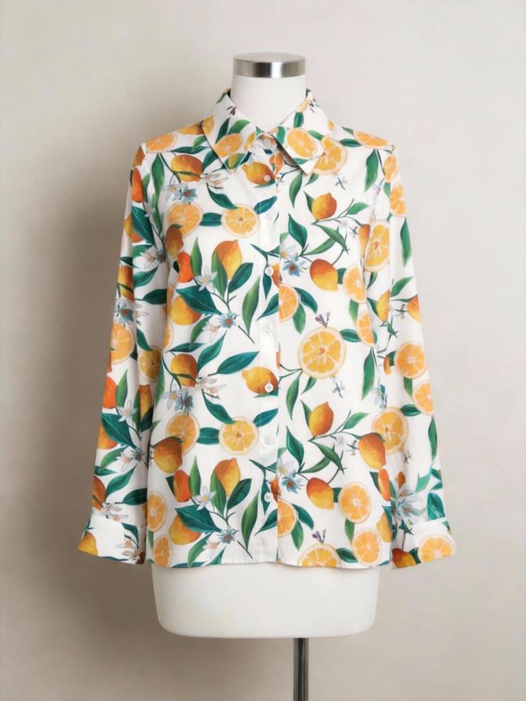 2026 Orange Element Niche Design Loose Long-Sleeve Shirt for Spring/Summer