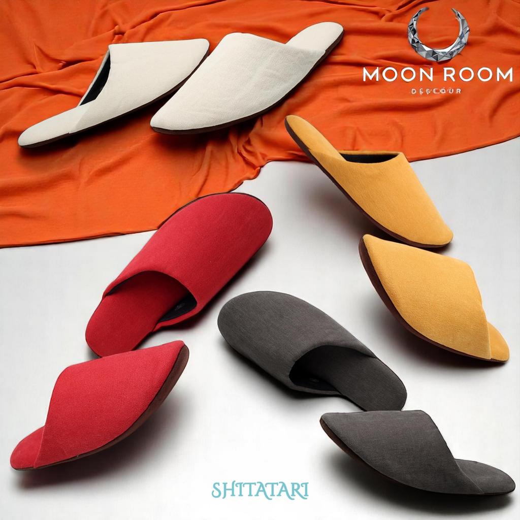 SHITATARI Canvas Cotton Indoor Set of 2 Pairs for Men and 2 Pairs for Gray Ivory Red Yellow Perfect for Gift for Men and Women [MOON ROOM] Slippers,