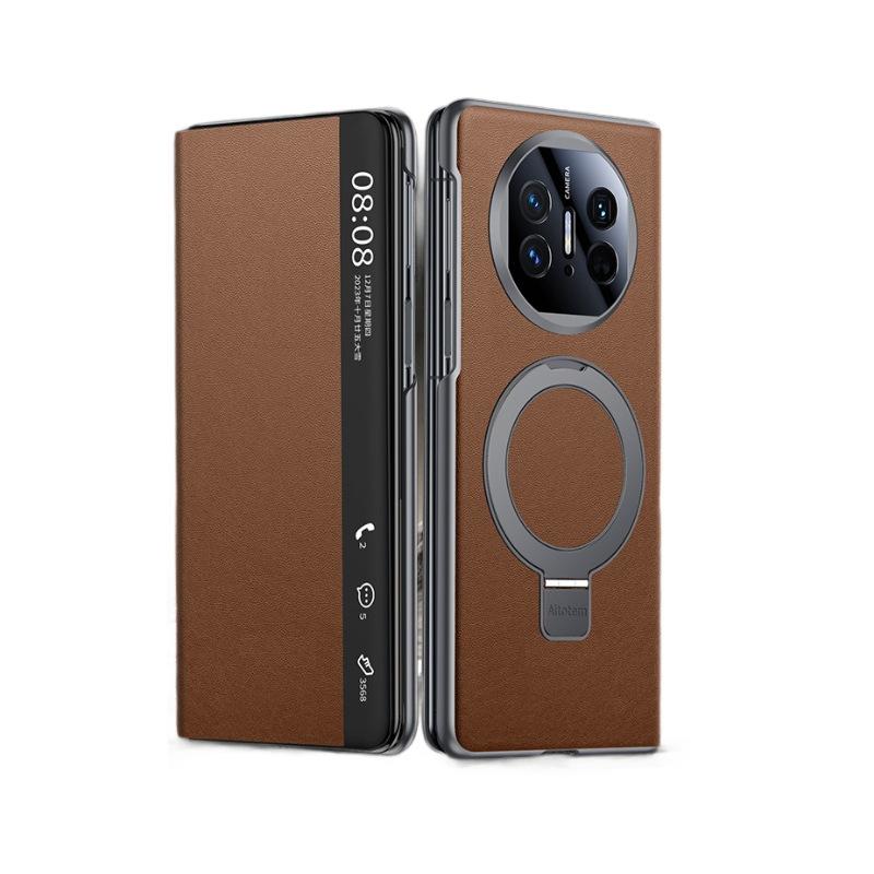 

Подходит для чехла для мобильного телефона Huawei Matex6 Смарт-окно X5 Подставка Магнитная адсорбция X3 Полная упаковка Противоударный кожаный чехол с текстурой наппа Huawei Mate X3