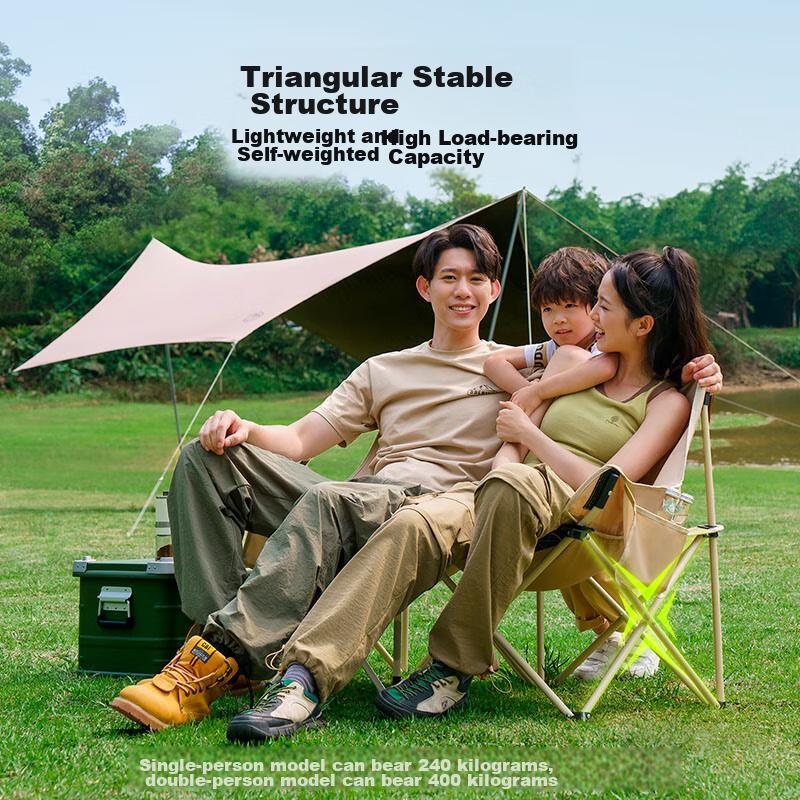 JD Original Outdoor Folding Chair Portable Moon Chair Camping Chair Beach Chair Fishing Chair Folding Stool Medium Size Sand Color