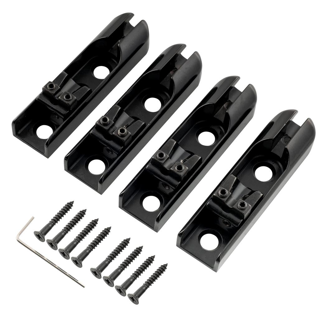 Musiclily Pro 15.5mm Single Bass Bridge for 4-String Electric Bass, Black (Set of 4)