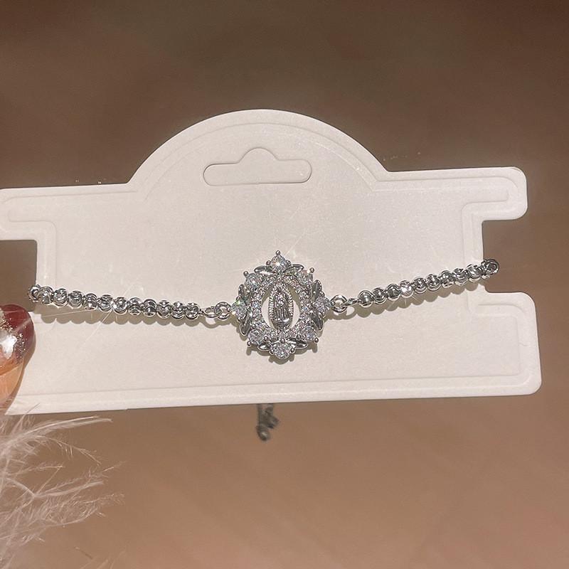 Geometrischer Zirkon Runder Anhänger Vintage Verstellbares Armband Für Frauen Geschenkideen