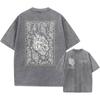 Men's Harajuku Casual Cotton Short Sleeve Washed T-Shirt Vintage Printed Street Hip Hop Retro Punk T Shirt Acid Wash TShirts Top