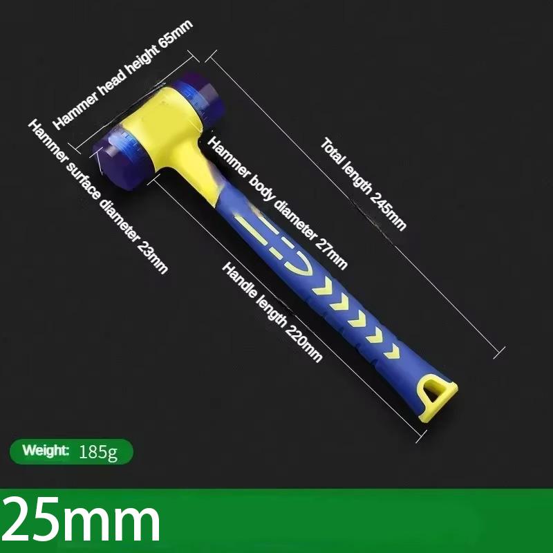 

25/35/45mm Rubber Hammer Double Head Multifunctional Double Face Soft Touch Hammer Black Plastic Coated Grip DIY Hand Tool