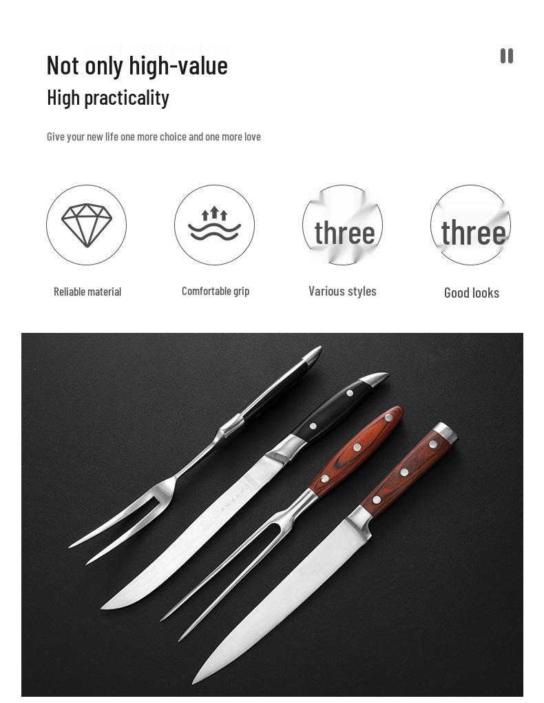 Stainless Steel Outdoor Teppanyaki BBQ Knife and Fork Set for Kitchen and Cooking