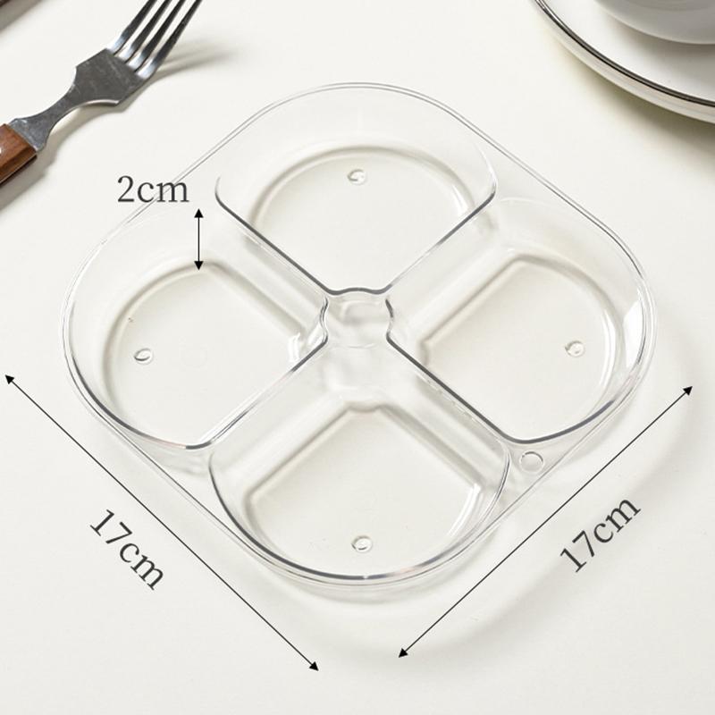 Divided Plates Anti-Scalding Fruit Plate 4 Compartment Food Dinner Plate Tray Multifunctional Divided Serving Tray