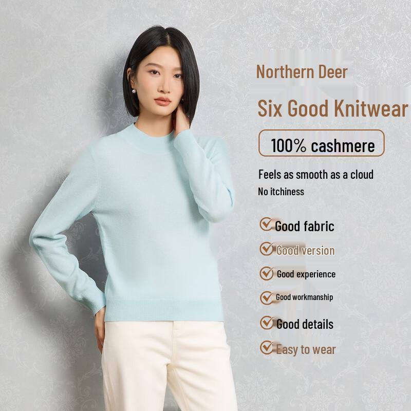 Northern Deer 100% Cashmere Round Neck Pullover Sweater SL17