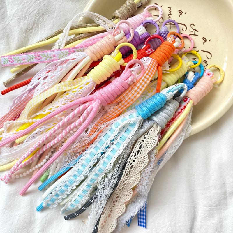 Lace Keychain Braided Rope Charm Pendant Keyring  Simple All-Matching Bag Decoration Jewelry Accessories