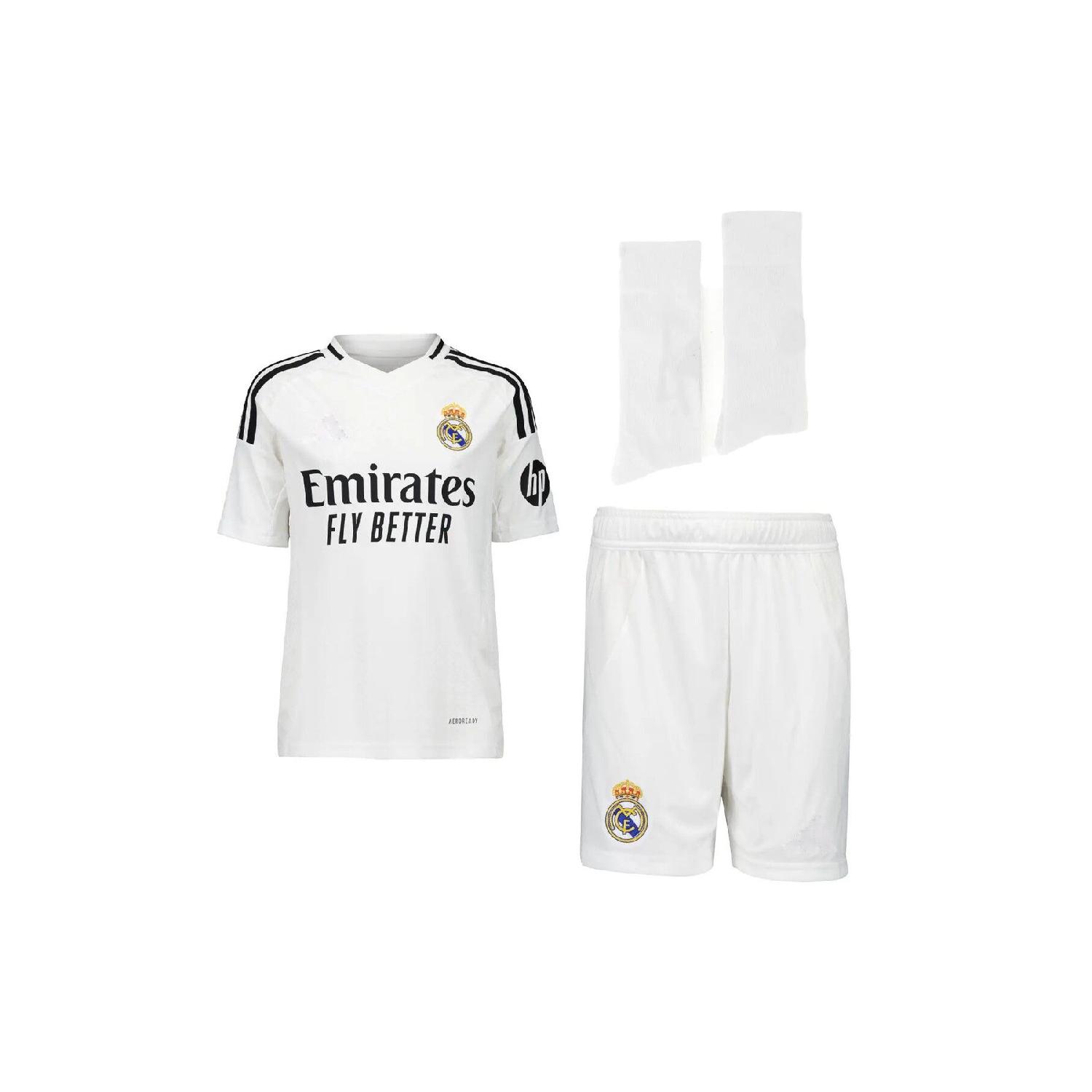 

Real.madrid Kylian Mbappe 2024/2025, новый сезон, детский футбольный трикотаж, трикотажные шорты и носки из 3 предметов 3-4 Yaş белый