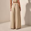Women Solid Color Trousers Cotton And Linen Pants