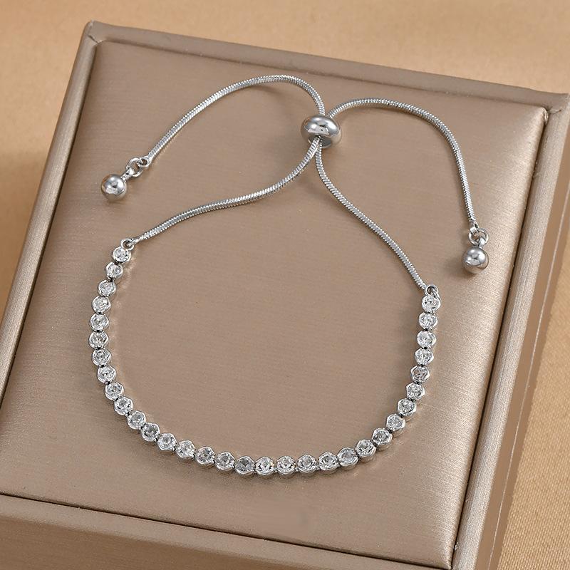 

Temperament Bracelet Female Minority Design Zircon Handstyle Personality Pulling Adjustable Bracelet Jewelry