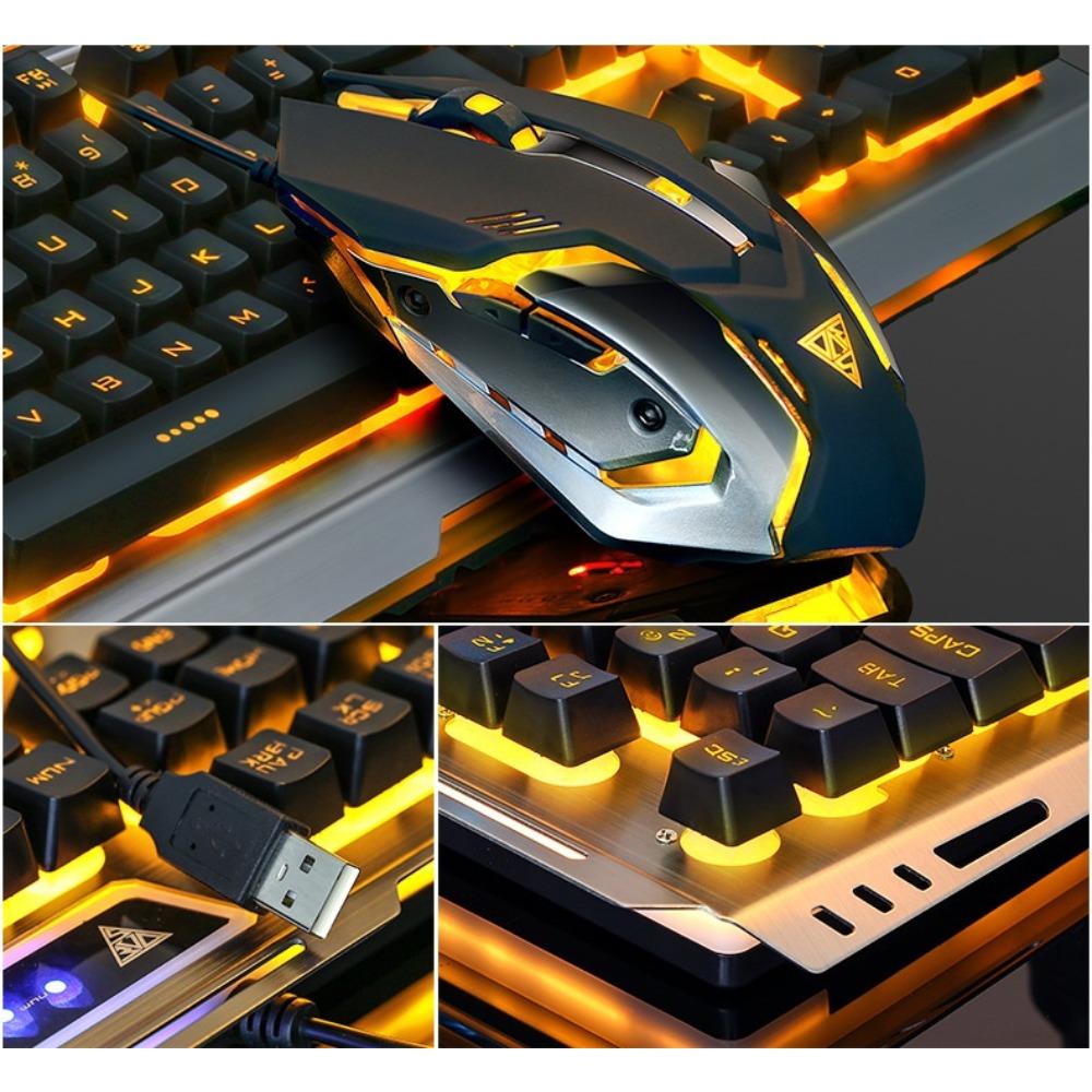 V1 Ergonomic Mechanical Gaming Keyboard and Mouse Combo USB Wired Plating Keyboard Mouse for PC Laptop Computer Gaming