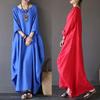 Chic Women Boho Cotton Linen Loose Long Sleeve Maxi Beach Blouse Casual Dress With Timeless Design