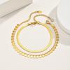 Anklet Set Layered for Women 18K Gold Plated Stainless Steel Flat Snake Chain Round Disk Waterproof Jewelry