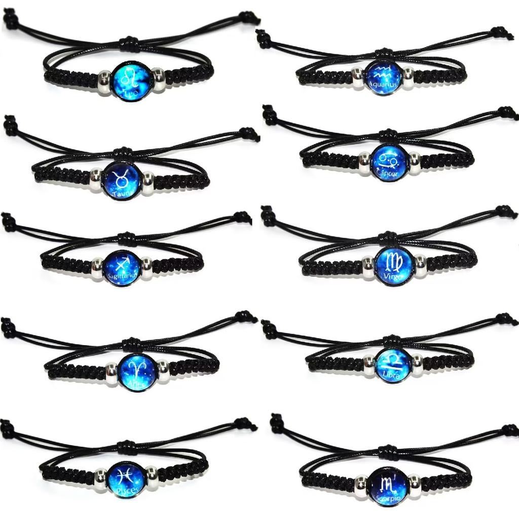 Twelve Constellation Bracelet Hand-woven Adjustable Rope Bracelets For Women Men Cancer Leo Libra Virgo Birthday Jewelry