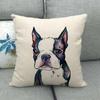 Housse de coussin en lin Motifs Bouledogues Carlins Style Chien Bull Terrier Décoration de Maison Salon Canapé Coussins d'appoint Housse 45X45cm