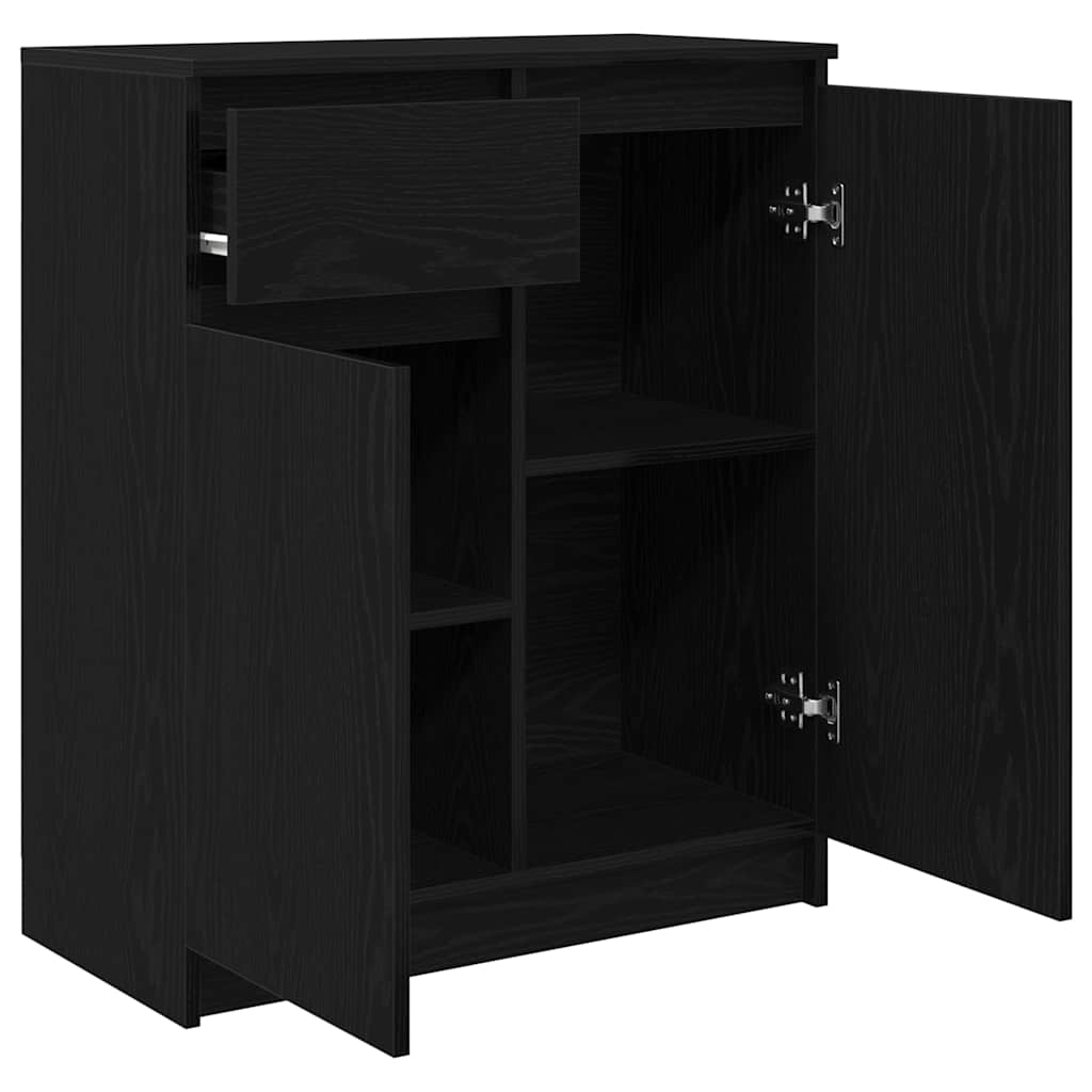 vidaXL Sideboard mit Schublade Schwarz Eichen-Optik 71x35x84 cm