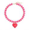 Chunky Beaded Choker, Colorful Acrylic Beads Necklace, Heart Pendant Choker for Women Summer Beach Vacation Jewelry
