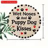 2d flat 20*20cm Circular Wooden Wall Sign "Wet Noses Puppy Dog Kisses" with Paw Print and Heart Shape, Home Decoration, Suitable for Entrance, Porch
