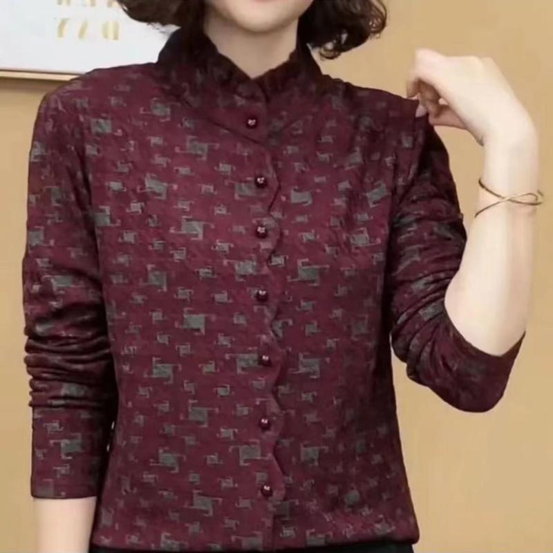New Fashionable and Versatile Fall Stand-collar Long-sleeved Pullover Age-reducing Slimming Top