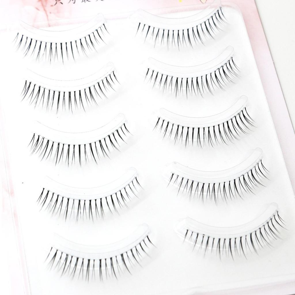 One-Piece Pointy False Eyelashes with Transparent Stem Natural Korean Style for Stage Performance