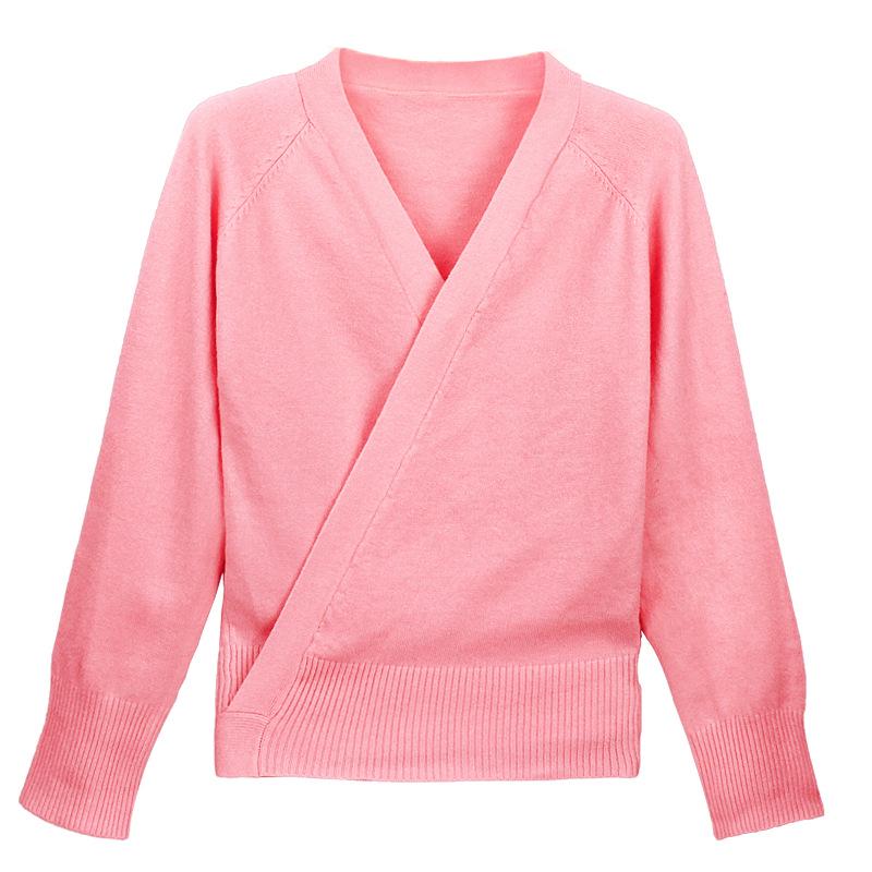 Women's Long-Sleeve Knit Dance Sweater - Black Lace-Up Shawl for Ballet Practice