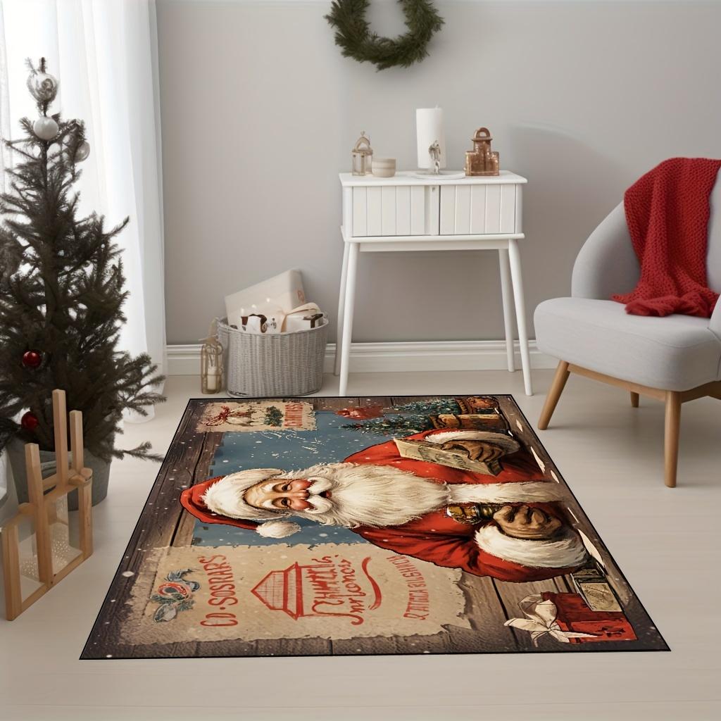 Christmas Decorations Santa Claus Carpet for Living Room Decor Sofa Table Large Area Rugs Bedroom Bedside Foot Pad Entrance Mat