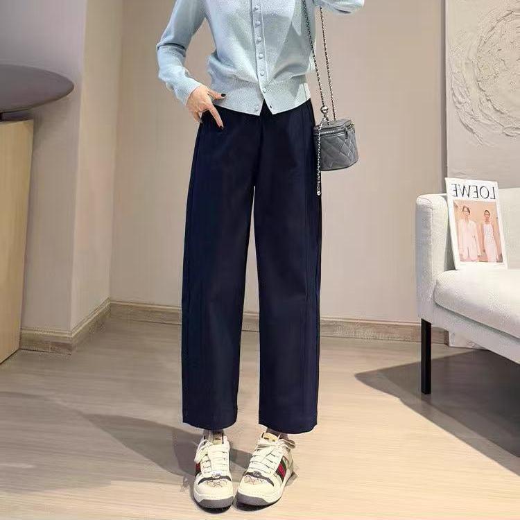 

Women s Super Soft Khaki & Dark Blue Nine-Point Straight-Leg Pants XL (117-129cm) темно-синий
