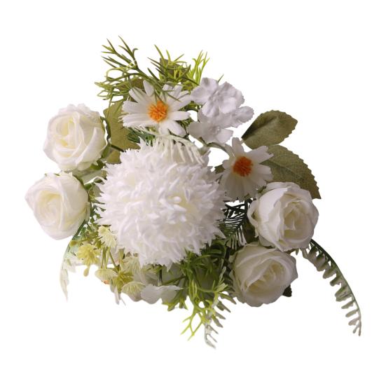 

Artificial Flowers High Simulation Silk Petals Real Touch Adjustable Iron Wire Stems Mixed Roses Hydrangeas Daisies Maintenance-Free Home Decor Gifts
