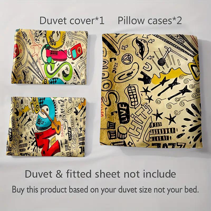 Colorful, musical, doodled. Bedding Duvet cover sets Duvet covers Pillowcases gifts (1 * Duvet Cover 2 * Pillowcases, without duvet insert)