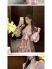 Elegant V-Neck Floral Tie-Up Dress with Cinched Waist – A Versatile, Fashionable Slim-Fit Short Skirt for Women