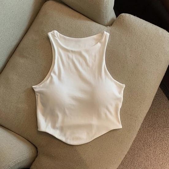 Canottiera imbottita da donna con reggiseno integrato, doppia fodera, collo alto, canottiera da stratificare, magliette basic, aderente, top estivo da uscire