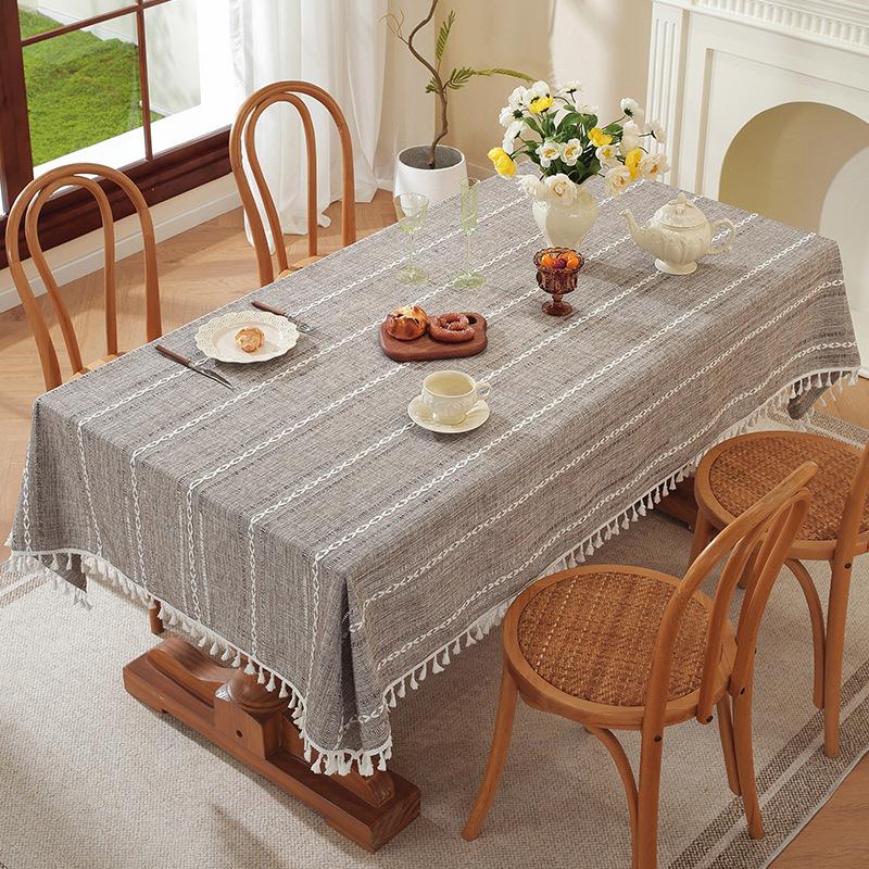 Popular Household Dining Table Tablecloth Decoration Imitation Cotton And Linen Coffee Table Towel Square Hollow Embroidered Tablecloth