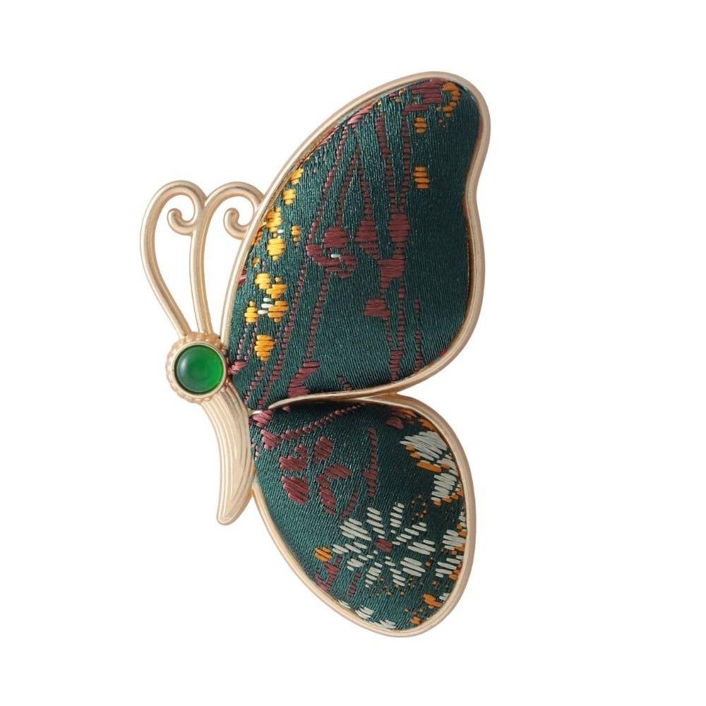 

Colorful Songzhen Silk Brooch Gold Silk Fabric Chinese Style Badge Suit Accessories зелёный