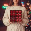 Flocked Velvet Christmas Ornaments Set Electroplated Shiny Holiday Hanging Pendants  Family Homes