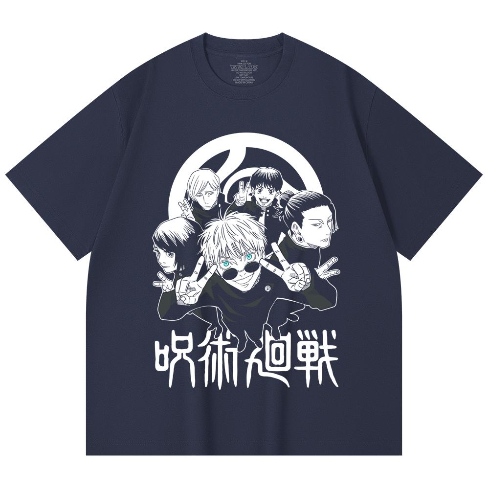 230 g/m² 100% bavlna Jujutsu Kaisen V30 Tým Gojo Potisk Unisex Těžké Bavlněné Tričko
