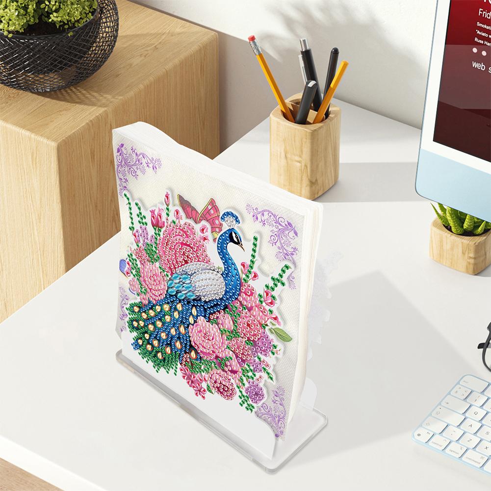 Diamond Painting Desktop Napkin Holder Acrylic Animals Table Top Diamond Painting Napkin Holder Ornament Ornament for Beginner