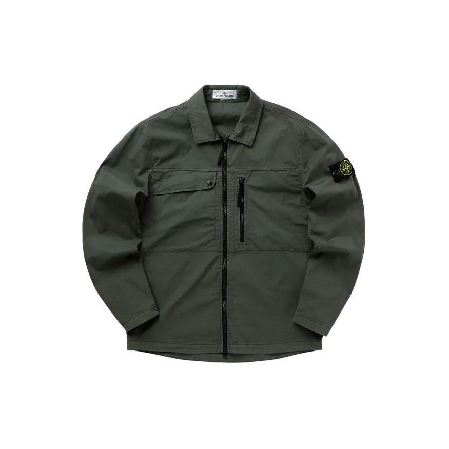 

Stone Island Ss24 Pima Cotton Supima Solid Color One-Sided Zipper Chest Pocket Polo Logo Long Sleeve Zipper Jacket Men jackets Green 801510210-V0059 XL