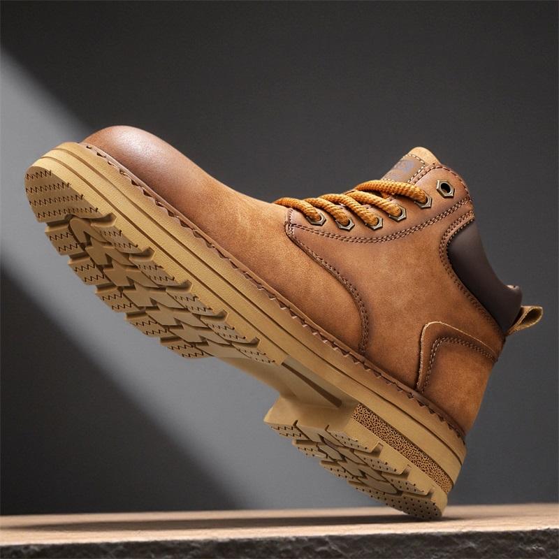 Herren Stiefeletten Echtes Leder Kurze Stiefel Retro Tooling Stiefel Freizeitschuhe