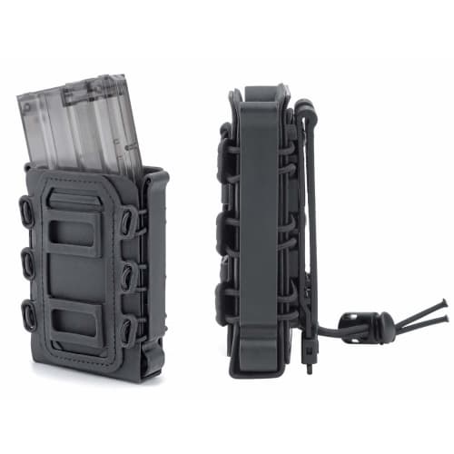 PHOENIX IKKI Soft TPR Open-Top Molle Compatible Magazine Pouch for 5.56mm and 7.62mm Rifles, Black