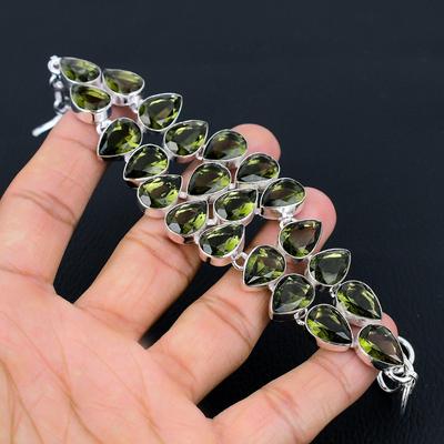Chrome Diopside Gemstone Handmade 925 Sterling Silver Bracelet, Silver Gemstone Bracelet, Chrome Diopside Stone Bracelet, Unisex Bracelet