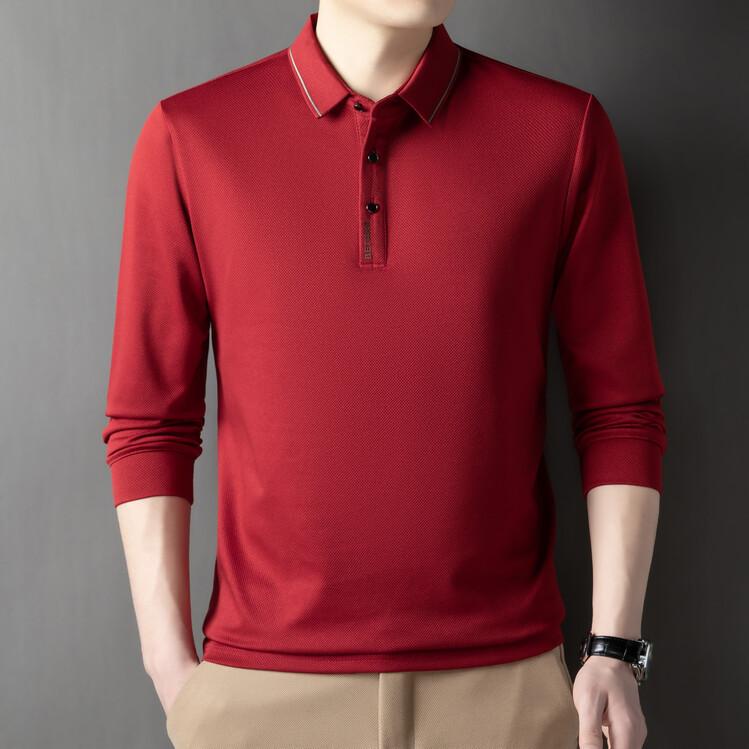 Long-sleeved Polo Shirt for Men Spring New Korean Style Fashion Slim Casual Solid Color Lapel Men's Bottoming Shirt Top