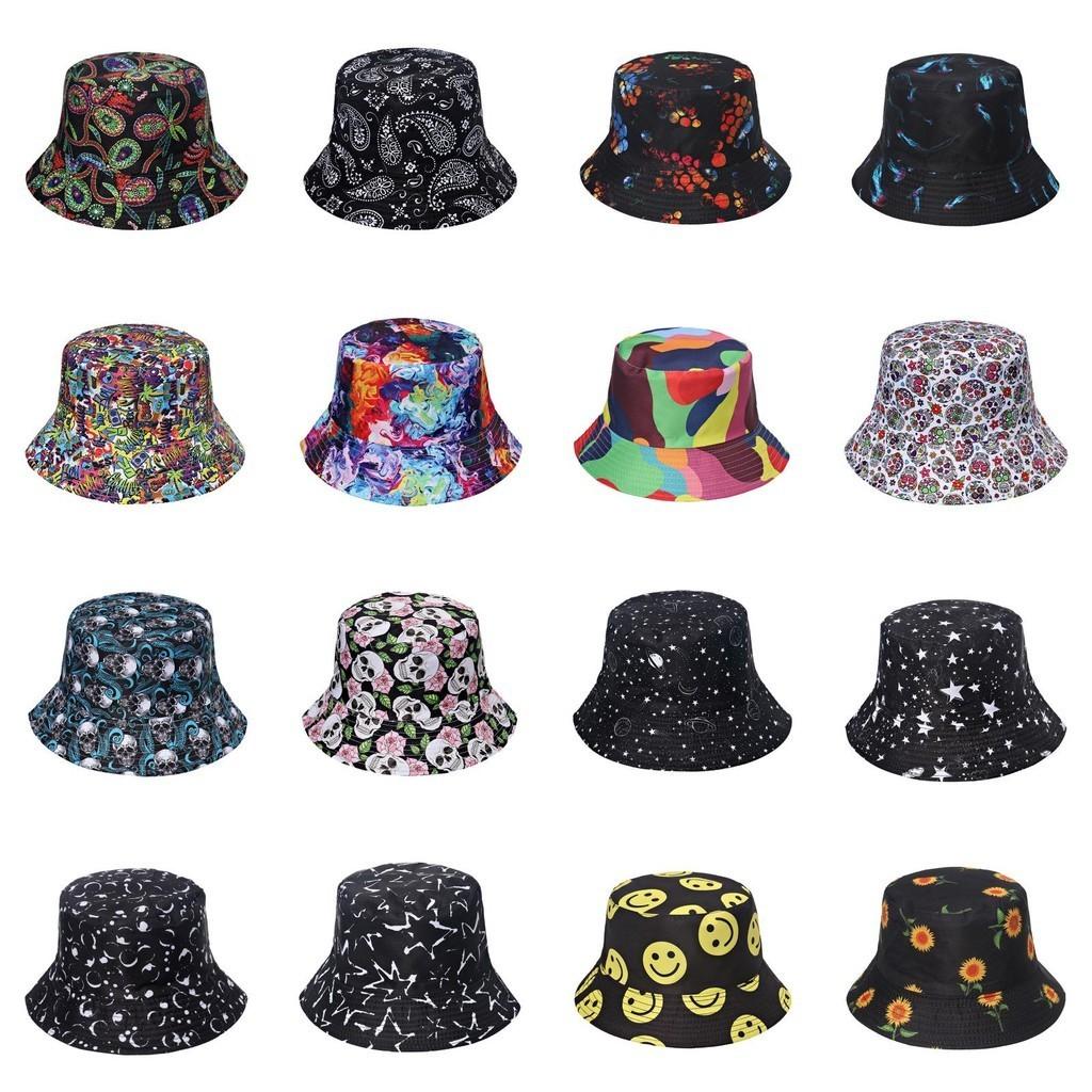 Unisex Flower Smiley Face Print Fisherman Cap Sun Hat New Summer Style