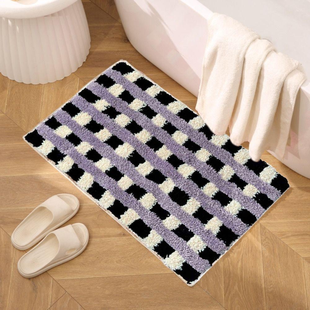 Super Soft Floor Carpet Absorbent Floor Rugs Home Decoration Chessboard Floor Mat Household