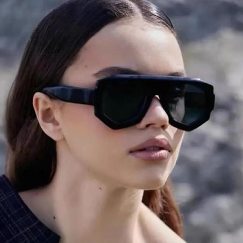 y2k Vintage Irregular Sunglasses Women For Men Luxury Brand Designer Punk Shades Popular Big Frame Flat Top Outdoor Sun Glasses