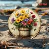 Vintage Floral Printed Metal Wall Art Waterproof Fade Resistant Decor
