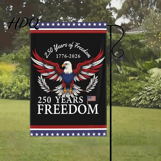 250th Anniversary Flag America Garden 250 Years of Freedom Patriotic Banner Outdoor Decoration 4th July Yard Sign for Independence Day Memorial