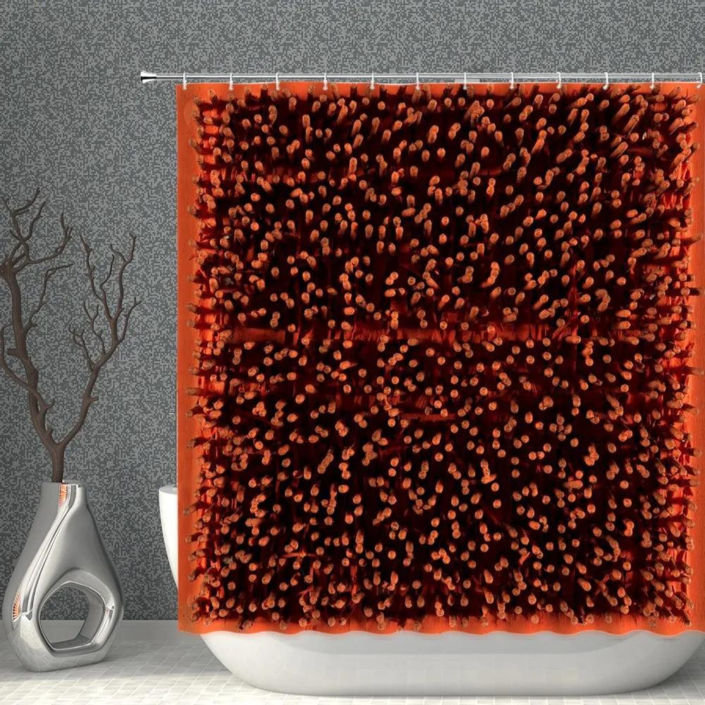 Straw Weave Shower Curtains Waterproof Wood Grain Stone Pattern Golden Cloth Bath Curtain Set Multi-size Screen For Bathroom