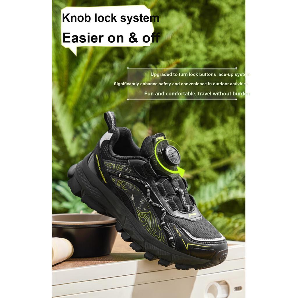 Li Ning Kids Sports Lifestyle Series Shock Absorption Rebound Low Top Casual Shoes Kids Casual Shoes Black YKCU222-5