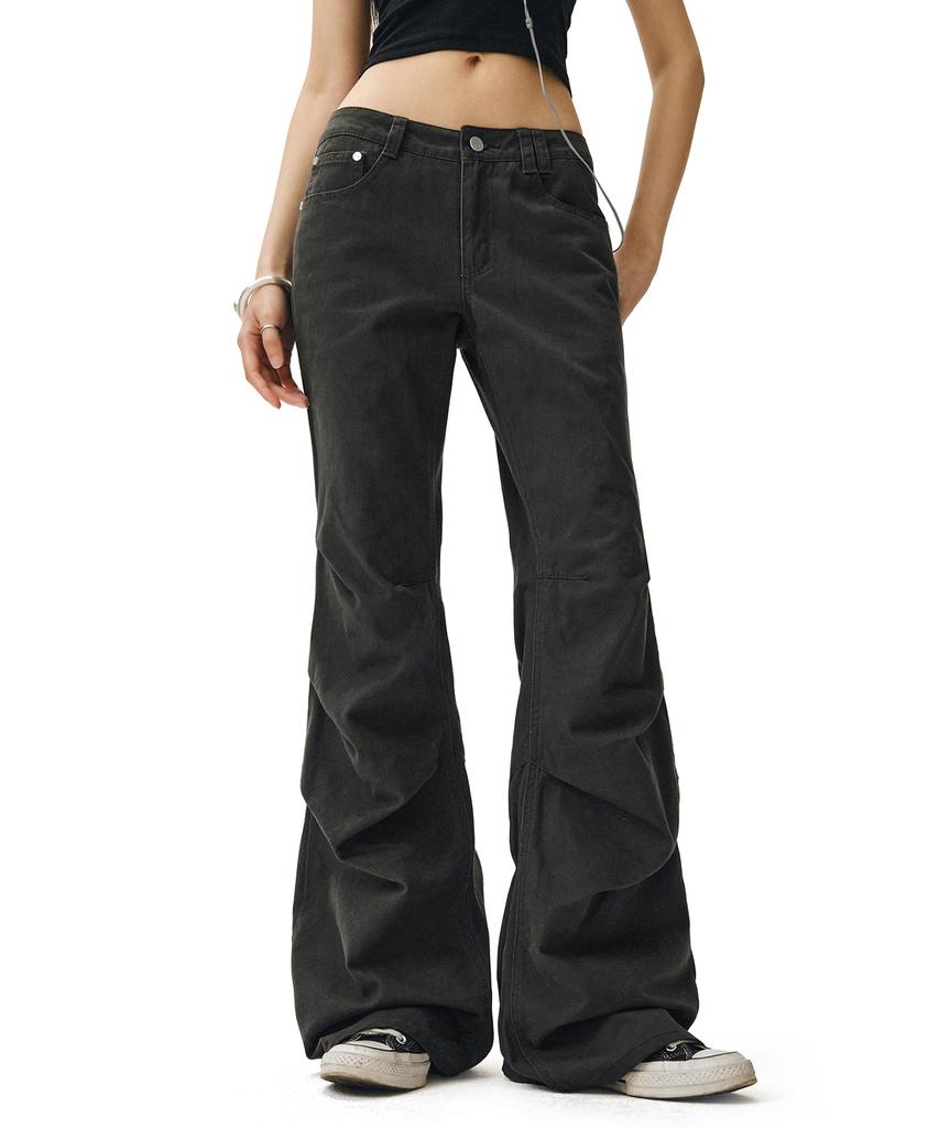 Deketeuumeon Flared Shirring Pants Dcwpt017Charcoal